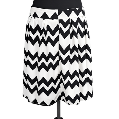 Lillians Black White Zigzag Chevron A-Line Skirt Women's Large 13