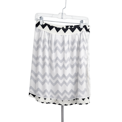 Lillians Black White Zigzag Chevron A-Line Skirt Women's Large 8