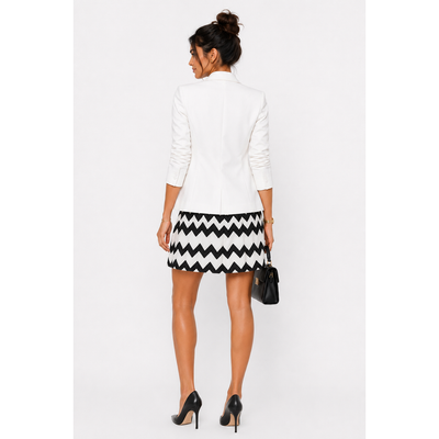 Lillians Black White Zigzag Chevron A-Line Skirt Women's Large 4
