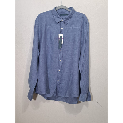 PERRY ELLIS Gray Blue Pure Linen Shirt, Men’s Size XXLarge. 2