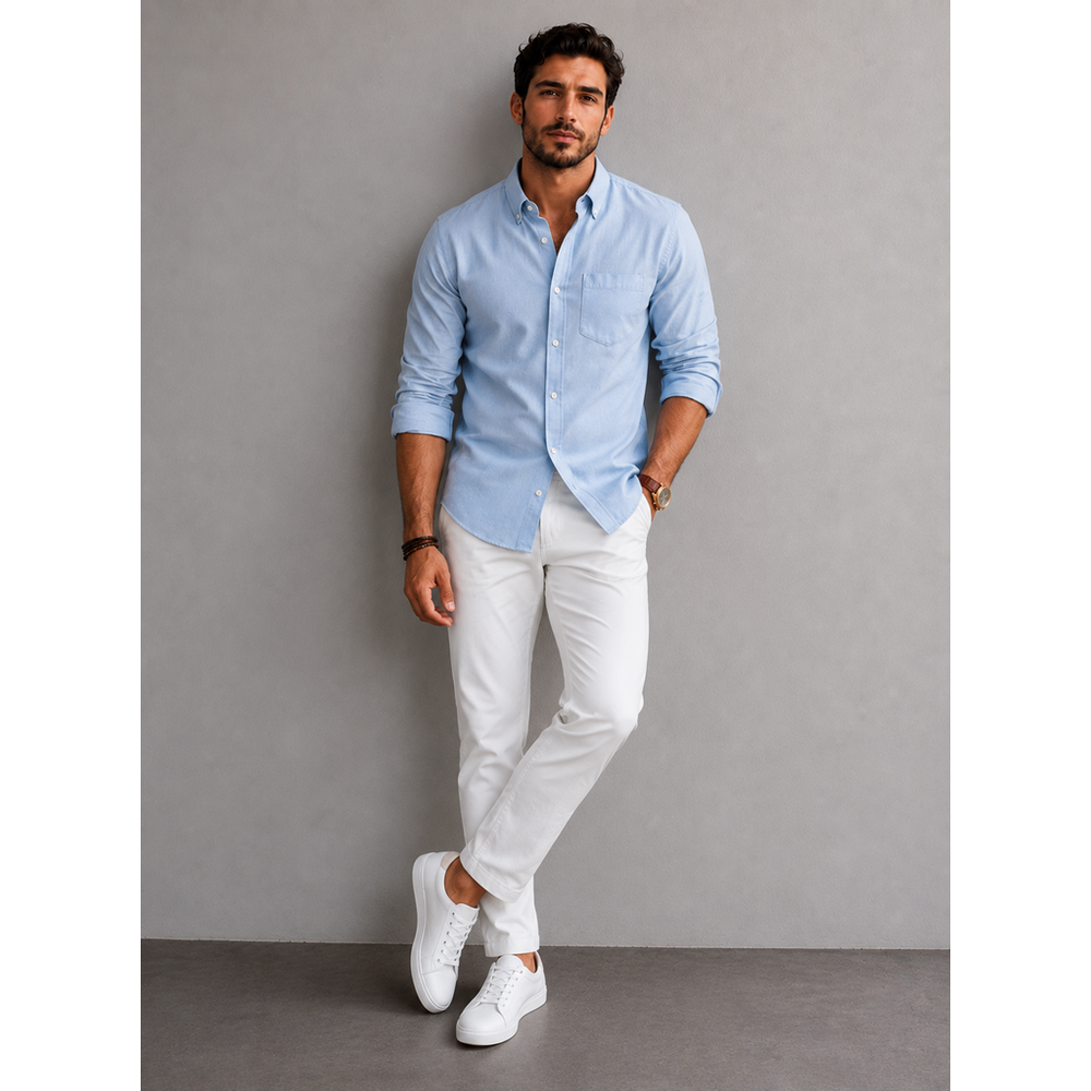 NWT Old Navy The Oxford Shirt Men's Tall Light Blue Button-Down Stretch, Size XXL.