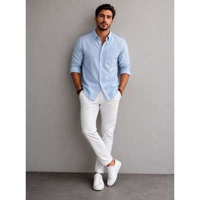 NWT Old Navy The Oxford Shirt Men's Tall Light Blue Button-Down Stretch, Size XXL. 11
