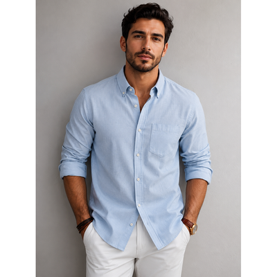 NWT Old Navy The Oxford Shirt Men's Tall Light Blue Button-Down Stretch, Size XXL. 7
