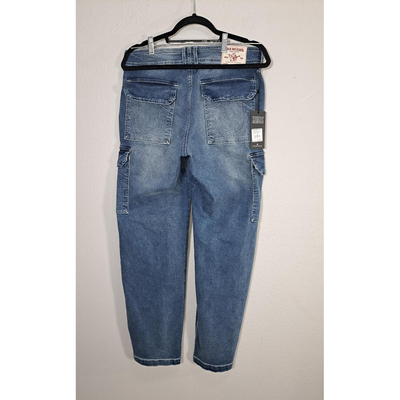 True Religion Women’s Cargo Jeans – Medium Wash Denim Multi-Pocket Utility Style, Size 30. 9