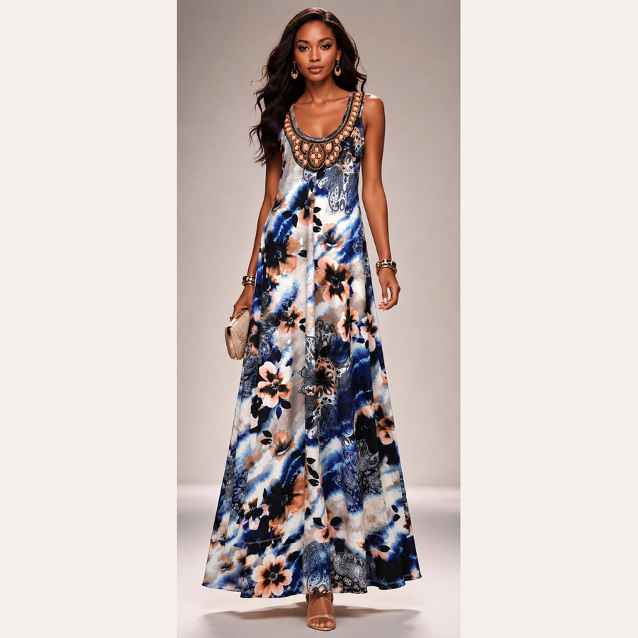 Boston Proper Embellished Floral Maxi Dress, Women’s Size Small.