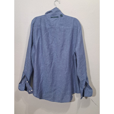 PERRY ELLIS Gray Blue Pure Linen Shirt, Men’s Size XXLarge. 8