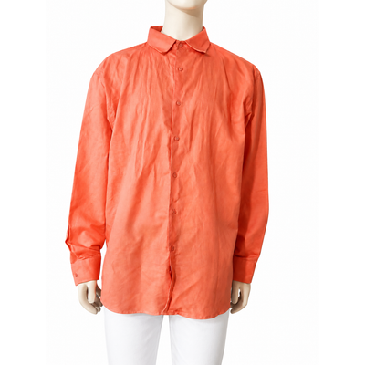 BOHIO Men's Linen Cotton Long Sleeve Button-Up Shirt Orange Size 2XL NWT 11