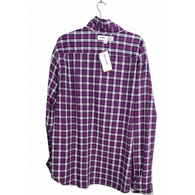 NWT Old Navy Everyday Shirt Built-In Flex Regular Fit Purple Plaid Button Down Men's XXL 7