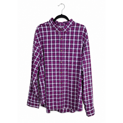 NWT Old Navy Everyday Shirt Built-In Flex Regular Fit Purple Plaid Button Down Men's XXL 9