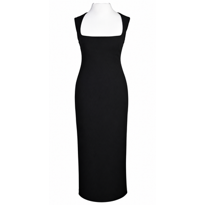 MESHKI Black Square Neck Midi Dress Size Large NWT 2