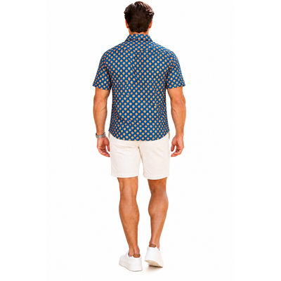 Club Room Performance Men's XL Blue Coral Leaf Print Short Sleeve Shirt. 10