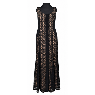 Nine West Women's Size 14 Black Nude Lace Sleeveless Maxi Evening Dress 2