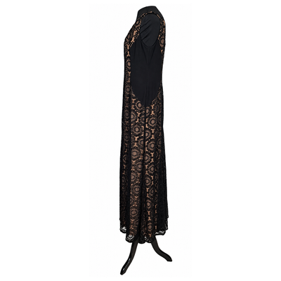 Nine West Women's Size 14 Black Nude Lace Sleeveless Maxi Evening Dress 4