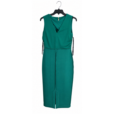 Calvin Klein Teal Green Crisscross Neck Sleeveless Sheath Midi Dress – Women's Size 8 9