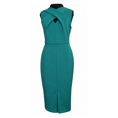 Calvin Klein Teal Green Crisscross Neck Sleeveless Sheath Midi Dress – Women's Size 8 2