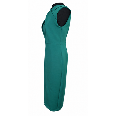 Calvin Klein Teal Green Crisscross Neck Sleeveless Sheath Midi Dress – Women's Size 8 3