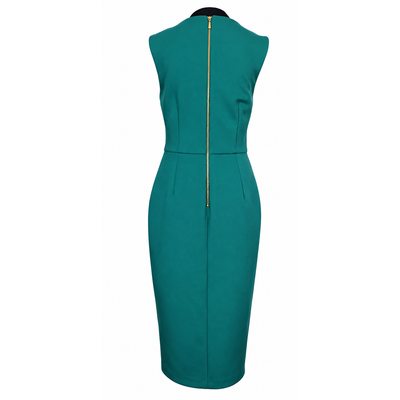 Calvin Klein Teal Green Crisscross Neck Sleeveless Sheath Midi Dress – Women's Size 8 6