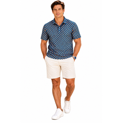 Club Room Performance Men's XL Blue Coral Leaf Print Short Sleeve Shirt. 8