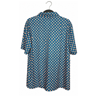 Club Room Performance Men's XL Blue Coral Leaf Print Short Sleeve Shirt. 4