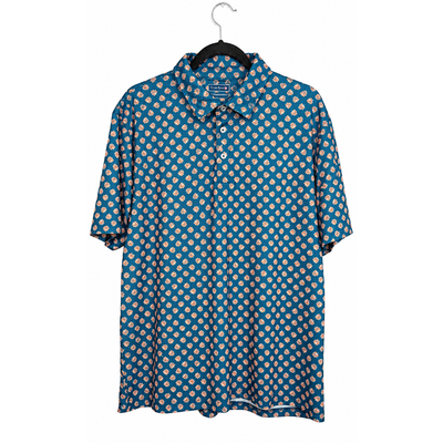 Club Room Performance Men's XL Blue Coral Leaf Print Short Sleeve Shirt. 9