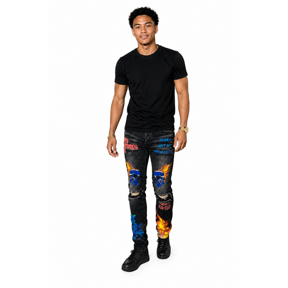 GFTD LA BLACK LANDON JEANS, SIZE 38.