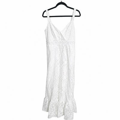 Boston Proper Women’s White Eyelet Ankle-Length Dress – Elegant Summer Maxi, Size 10. 2