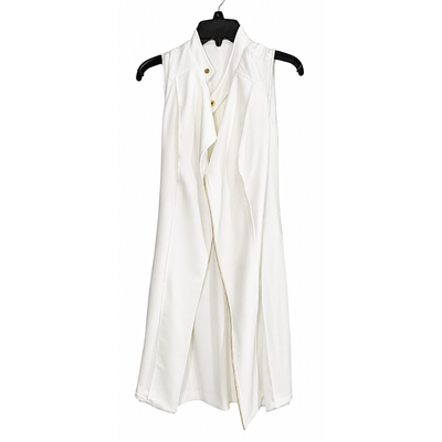 DKNY Ivory Sleeveless Sheath Moto Dress Gold Zip Size 4 NWT 12