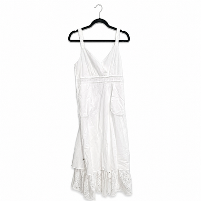 Boston Proper Women’s White Eyelet Ankle-Length Dress – Elegant Summer Maxi, Size 10. 6